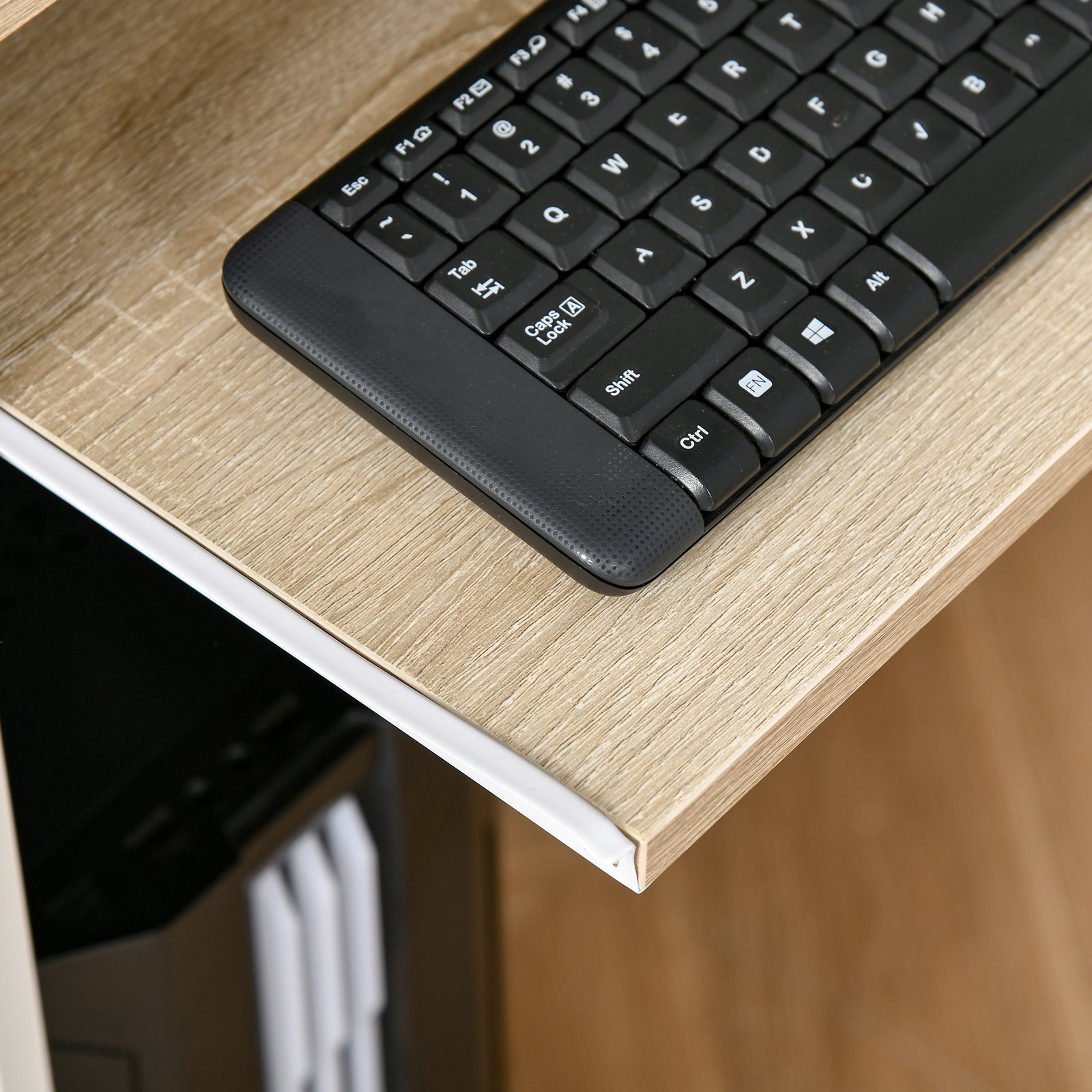 HOMCOM 80cm Compact Computer Desk with Keyboard Tray, Home Office Desk with Drawer for Bedroom Study, Oak - Image 7