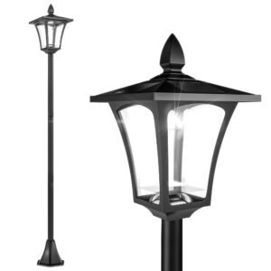 Outsunny Outdoor Garden Solar Post Lamp Sensor Dimmable LED Lantern Bollard Pathway 1.6M Tall  Black