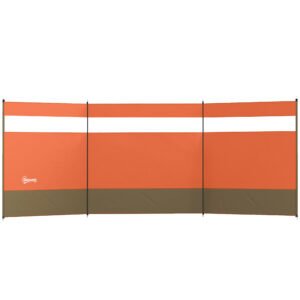 Outsunny Camping Windbreaker with Clear Windows, Carry Bag and Steel Poles, for Beach Caravan Campervan, 440 x 140cm, Orange