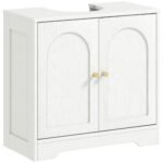 HOMCOM Under Sink Bathroom Cabinet with 2 Arch Doors – White HOMCOM Under Sink Bathroom Cabinet with 2 Arch Doors – White