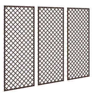 Outsunny Garden Trellis, Decorative Trellis Panels for Climbing Outdoor Plants, Natural Wood Finish