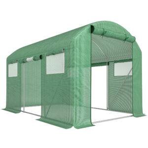 Outsunny 9.8 x 6.6ft Walk-In Polytunnel Greenhouse - Green