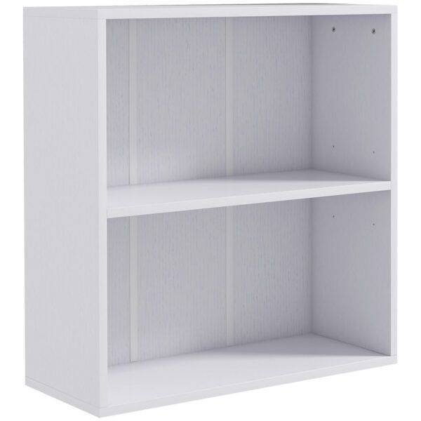 HOMCOM 2 Tier Bookshelf, Low Bookcase with Adjustable Shelf, 2 Compartments for Home Office, Living Room, Study, White HOMCOM 2 Tier Bookshelf, Low Bookcase with Adjustable Shelf, 2 Compartments for Home Office, Living Room, Study, White