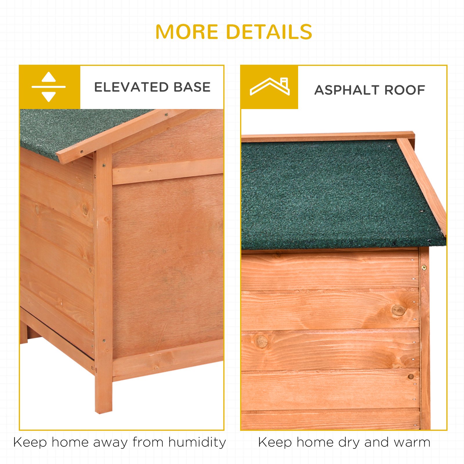 PawHut Wooden Rabbit Hutch Outdoor, Guinea Pig Hutch, Detachable Pet House Animal Cage with Openable Run & Roof Lockable Door Slide-out Tray 146 x 95 x 69cm - Image 7
