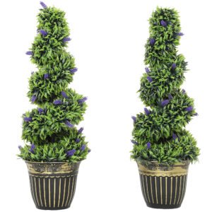 HOMCOM Set of Two 90cm Artificial Lavender Trees