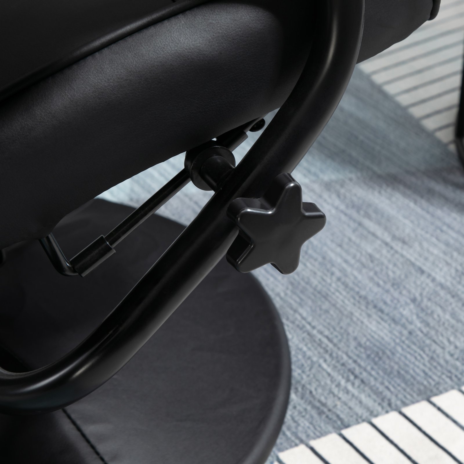 HOMCOM Swivel Recliner Chair and Footstool, Faux Leather Massage Recliner Armchair with Remote Control and Round Wrapped Base, Black - Image 8