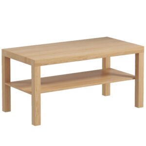HOMCOM 2-Tier Coffee Table with Storage Shelf, Rectangular Centre Table for Living Room, Home Office, Natural Wood Finish
