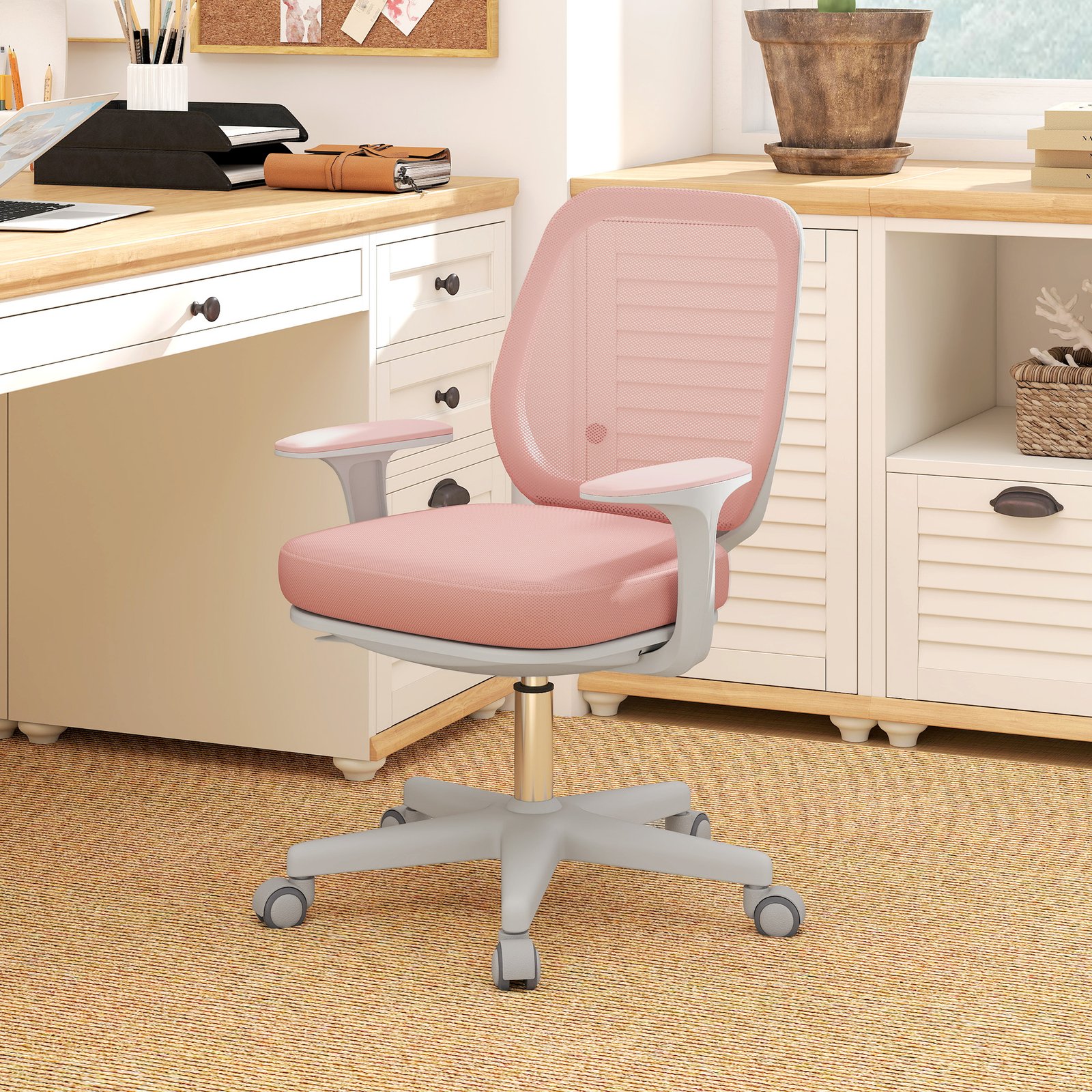Vinsetto 44-56cm Mesh Back Office Chair - Pink - Image 2