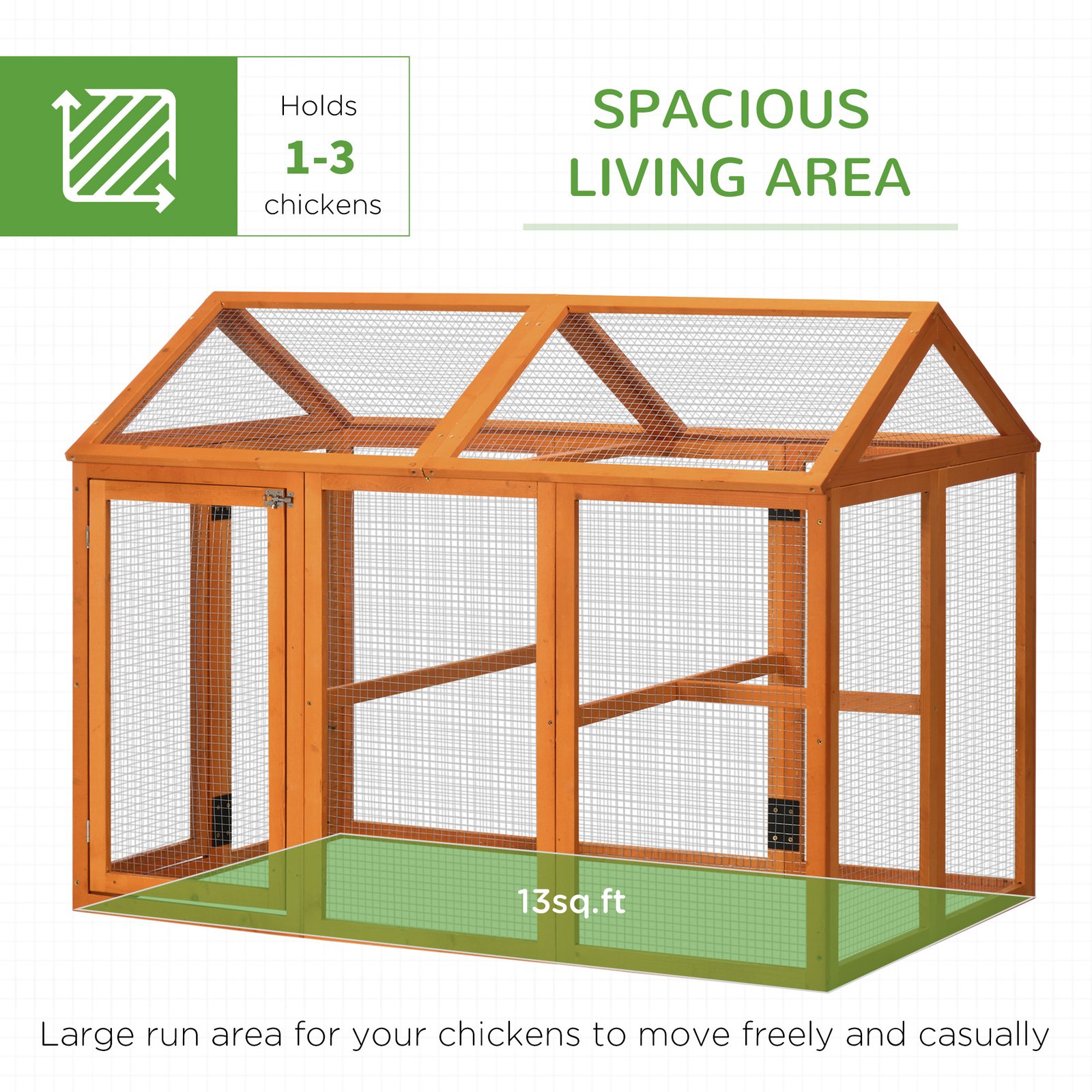 PawHut Large Chicken Run, Wooden Chicken coop, with Combinable Design - Wood Effect - Image 4