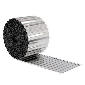Outsunny Metal Garden Edging Border, 8 in x 21.3 ft Corrugated Heavy Duty Galvanised Steel Lawn Edging, Silver Tone