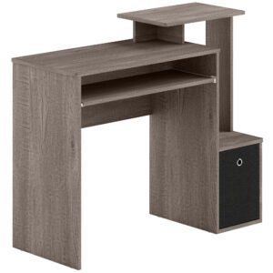 HOMCOM Computer Desk with Sliding Keyboard Tray Storage Drawer Shelf Home Office Workstation Grey