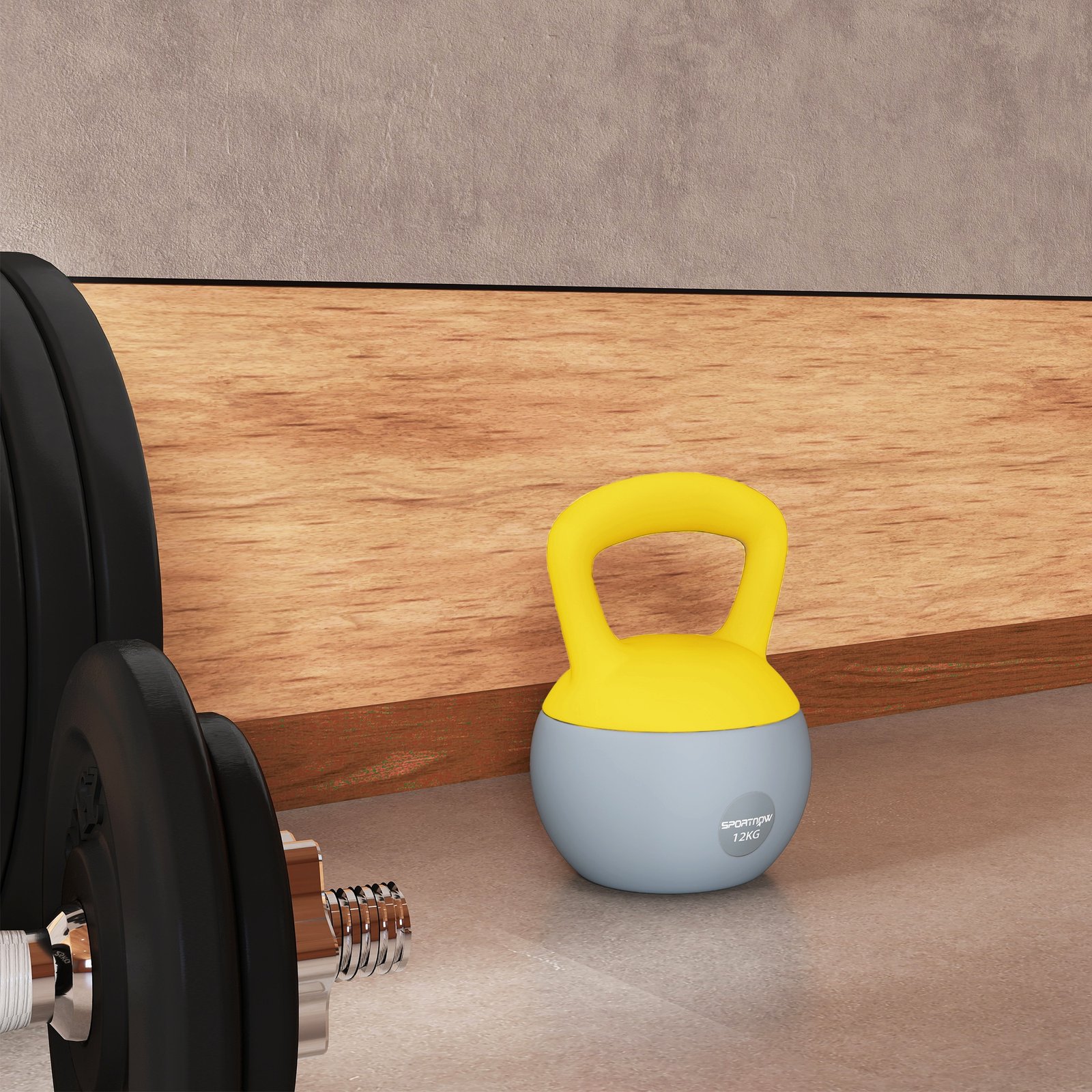 SPORTNOW 12KG Soft Kettlebell, Kettlebell with Non-Slip Handle for Home Gym, Weight Lifting, Strength Training, Yellow/Grey - Image 9