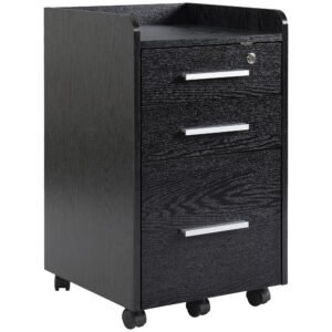 HOMCOM Three-Drawer Lockable Filing Cabinet - Black