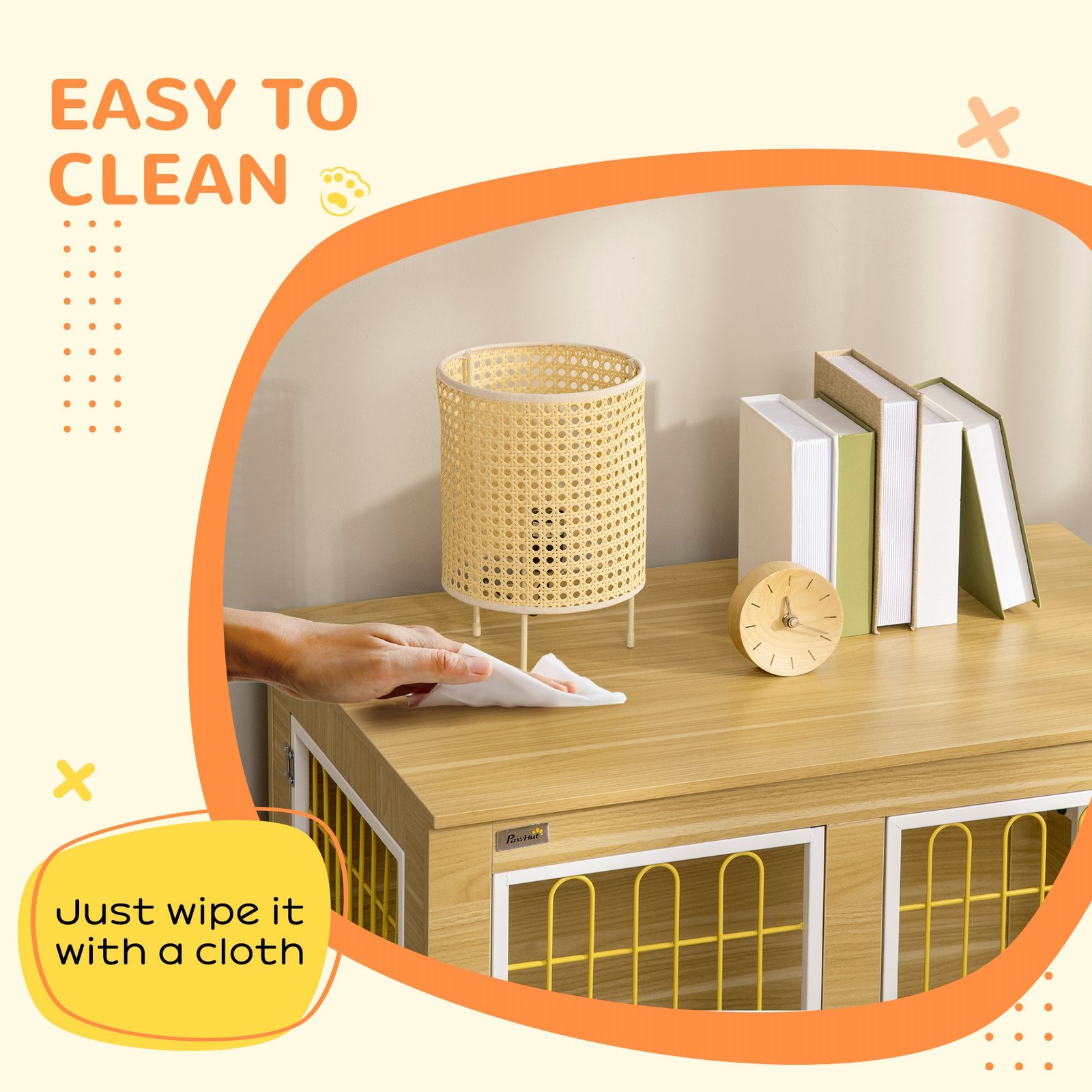 PawHut Dog Crate Furniture, Dog Cage End Table. with Soft Cushion, Double Door - Oak Tone - Image 7