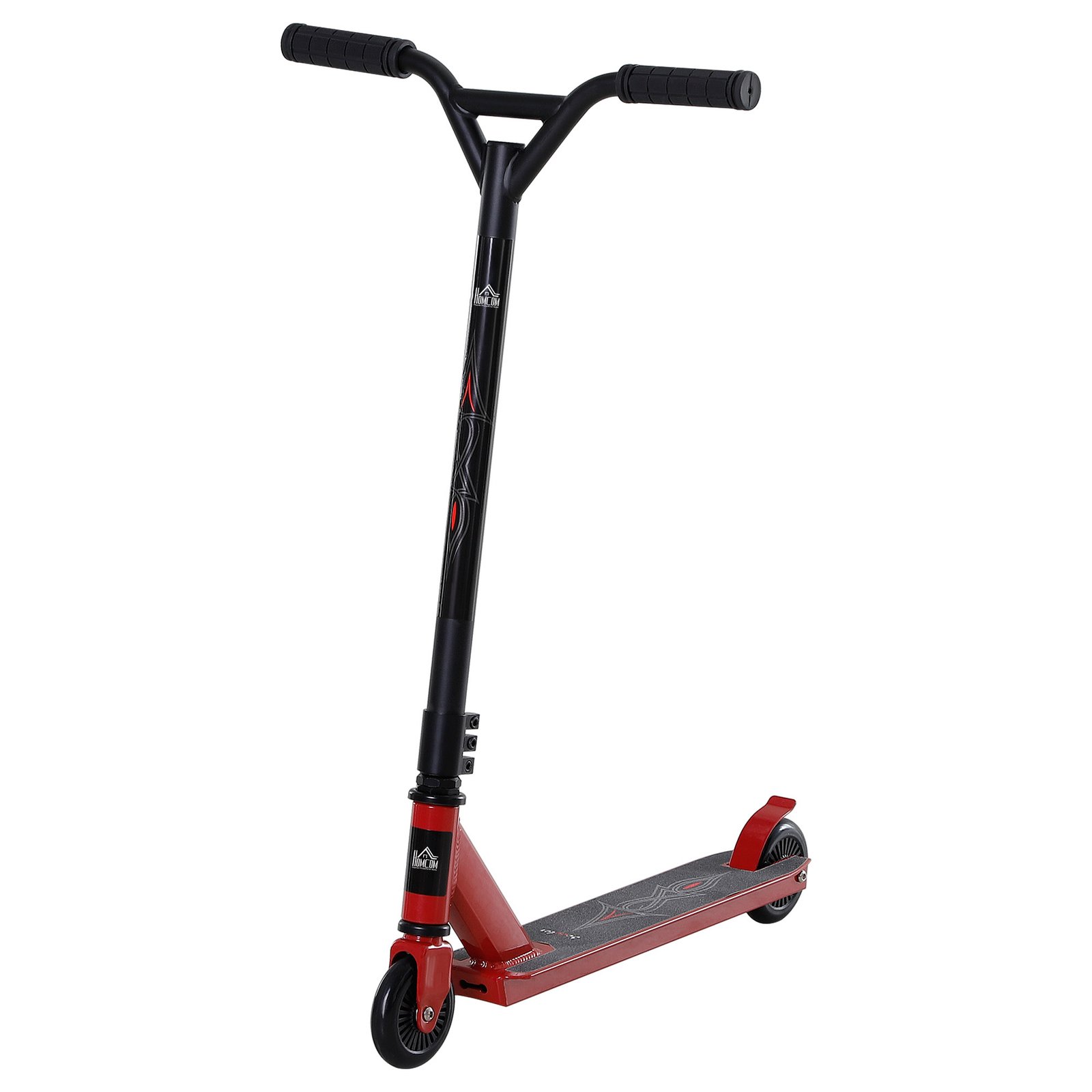 HOMCOM Street Stunt Scooter Intermediate and Beginner Freestyle Tricks Scooters For 14+ Teens Adult w/ Rear ?10cm Wheel & Brake - Red