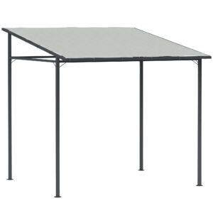 Outsunny 2.4 x 2.4 m Wall Mounted Pergola Gazebo with PA Coating Fabric, Metal Frame, UPF30+, Lean to Garden Gazebo, Light Grey