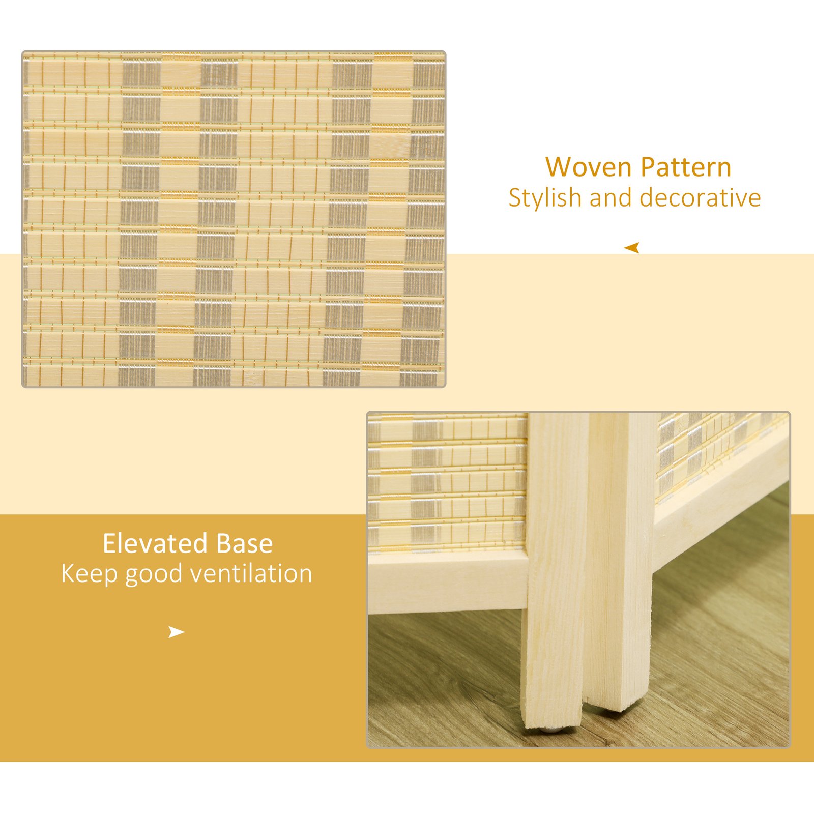 HOMCOM 4 Panel Folding Room Divider Screen, Wall Panel Privacy Furniture, Freestanding Paravent Partition Separator for Living Room, Bedroom and Office, 180 x 180cm, Natural - Image 4