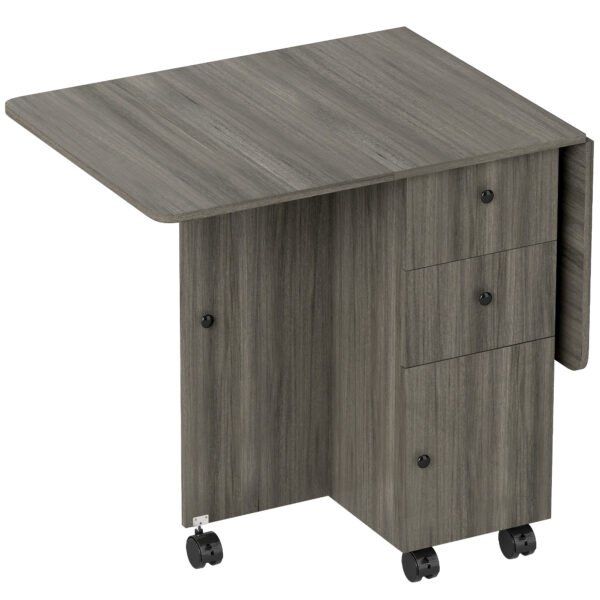 HOMCOM Multi-Storage Six-Person Drop Leaf Dining Table – Grey HOMCOM Multi-Storage Six-Person Drop Leaf Dining Table – Grey
