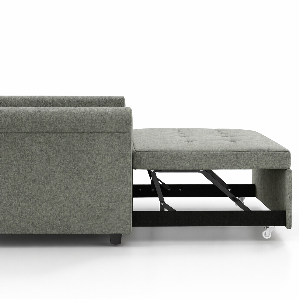 HOMCOM Two-Seater Velvet-Feel Sofa Bed - Grey - Image 9