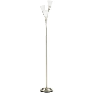 HOMCOM 3-Light Upright Floor Lamps for Living Room, Modern Standing Lamp for Bedroom with Steel Base, Bulb not Included, Silver