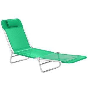 Outsunny Steel Frame Sun Lounger, with Reclining Back – Dark Green