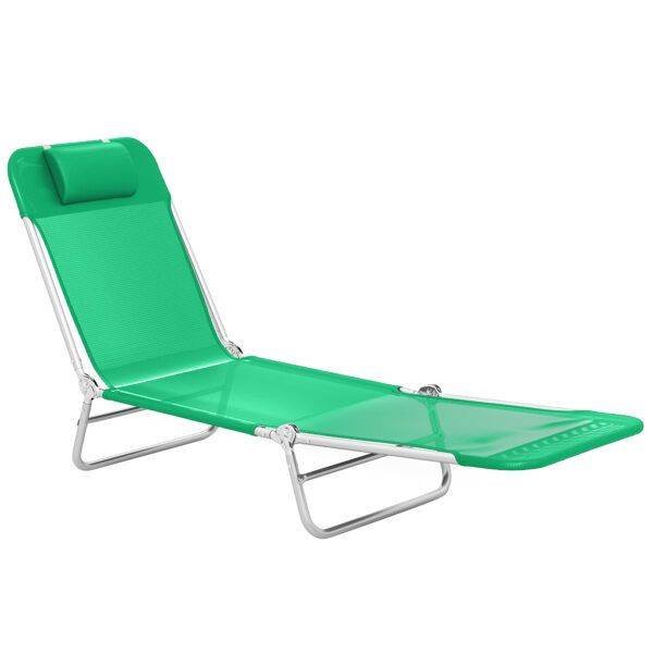 Outsunny Steel Frame Sun Lounger, with Reclining Back – Dark Green Outsunny Steel Frame Sun Lounger, with Reclining Back – Dark Green