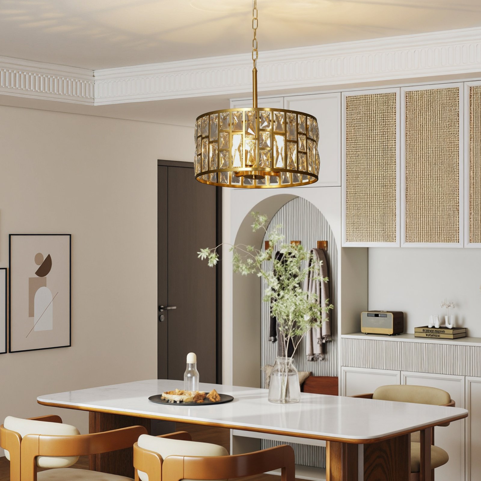 HOMCOM 72 Glass Crystallite Chandelier - Gold-Tone - Image 2