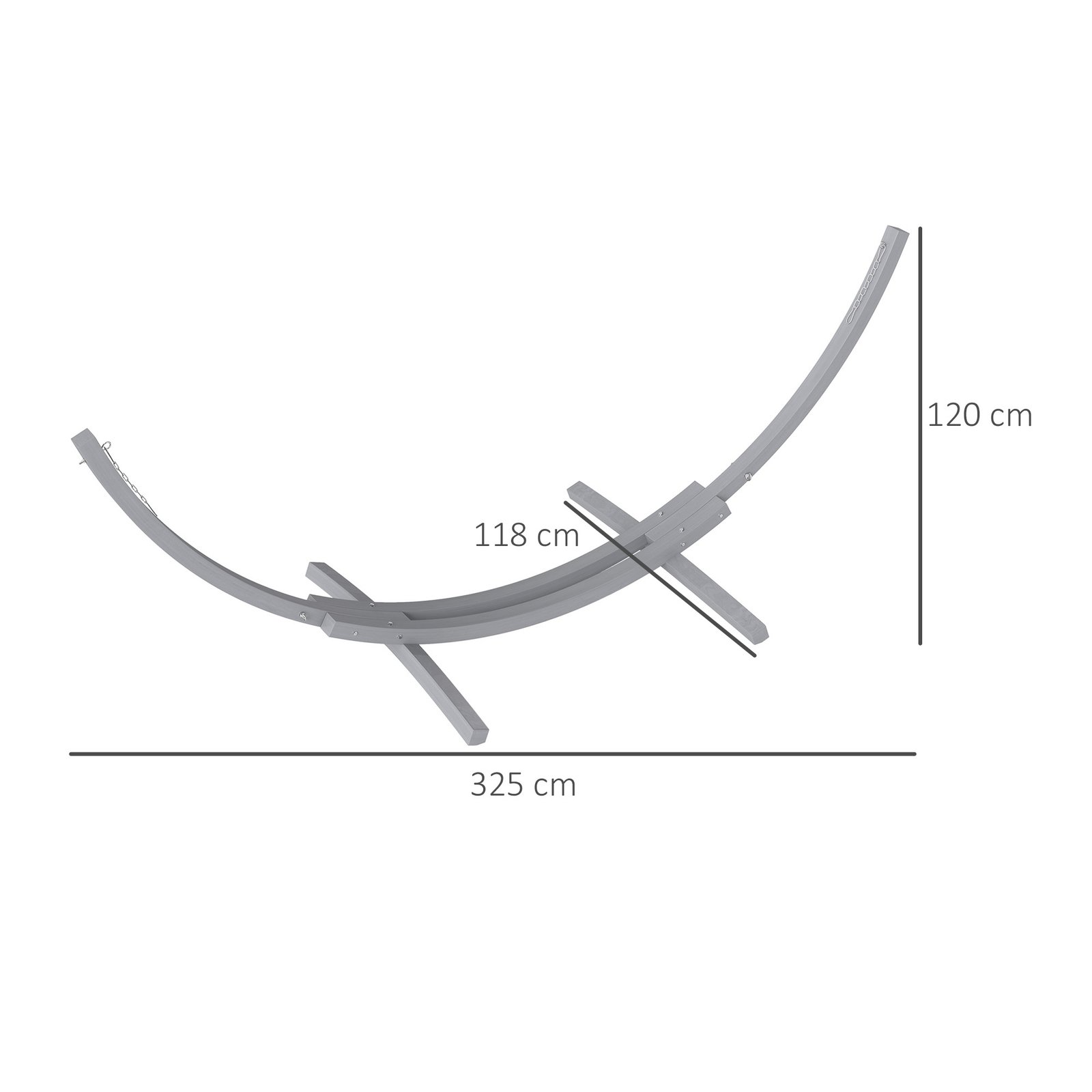 Outsunny 3.25m Wooden Hammock Stand Universal Fit Garden Picnic Camp Accessories, Grey - Image 3