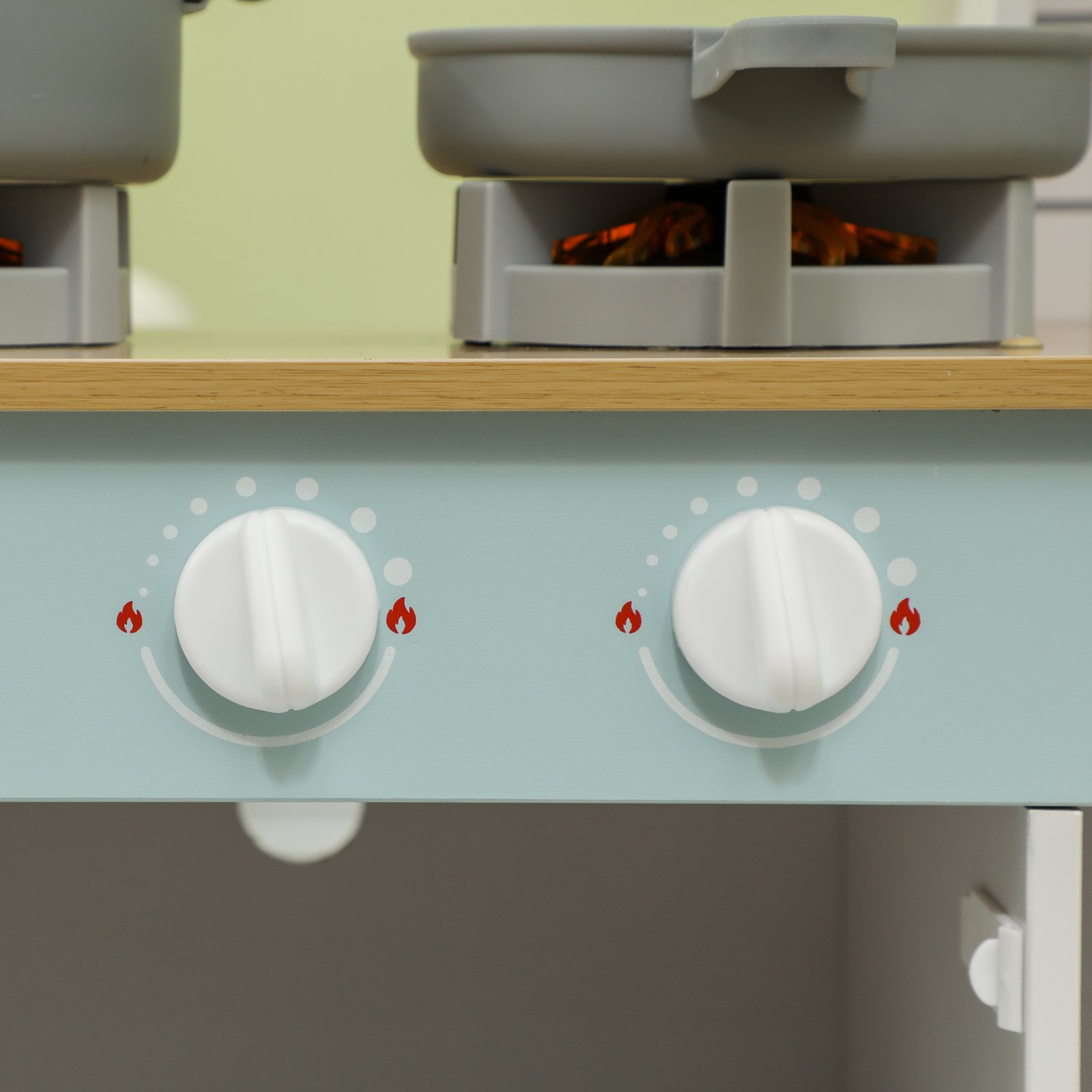 AIYAPLAY Toy Kitchen, Pretend Role Play Kitchen with Hob, Sound, Light, Coffee Machine, Ice Maker, Microwave - Image 9