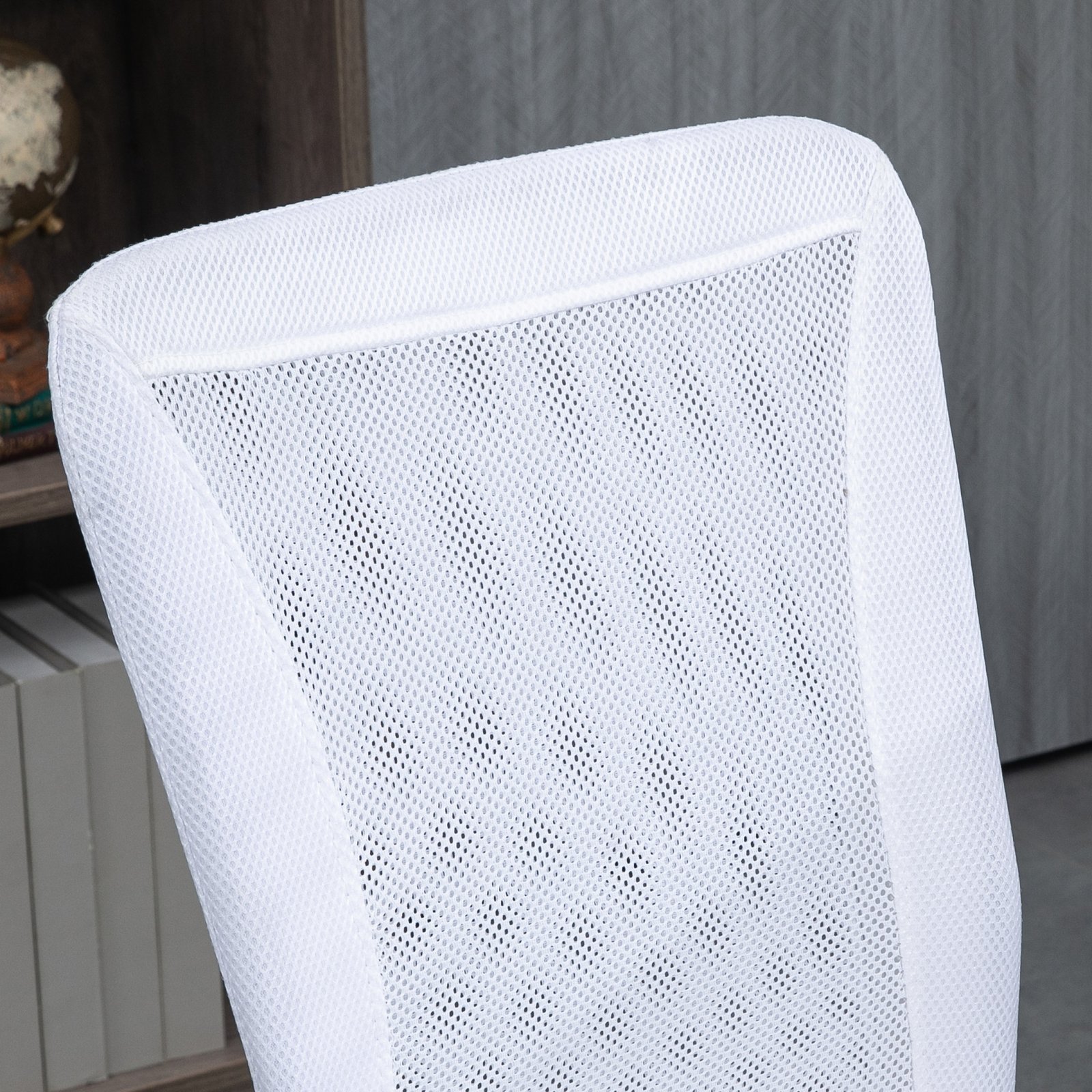 Vinsetto Computer Desk Chair, Mesh Office Chair with Adjustable Height and Swivel Wheels, Armless Study Chair, White - Image 8