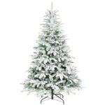 HOMCOM 6 ft Artificial Flocked Christmas Tree with 1182 Branches, Hinged Xmas Tree with Foldable Metal Stand, Easy Assembly for Home Office Decor HOMCOM 6 ft Artificial Flocked Christmas Tree with 1182 Branches, Hinged Xmas Tree with Foldable Metal Stand, Easy Assembly for Home Office Decor