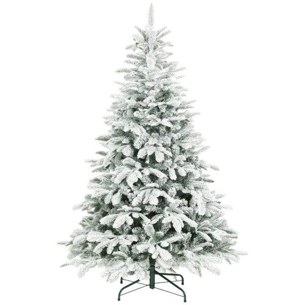 HOMCOM 6 ft Artificial Flocked Christmas Tree with 1182 Branches, Hinged Xmas Tree with Foldable Metal Stand, Easy Assembly for Home Office Decor HOMCOM 6 ft Artificial Flocked Christmas Tree with 1182 Branches, Hinged Xmas Tree with Foldable Metal Stand, Easy Assembly for Home Office Decor