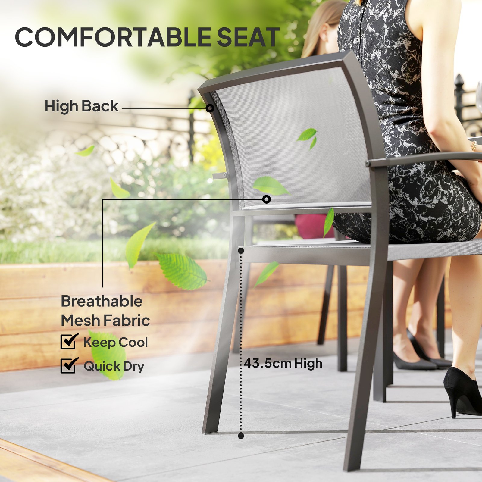 Outsunny Five-Piece Outdoor Garden Dining Set - Grey - Image 6