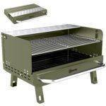 Outsunny Portable BBQ Grill, Charcoal Barbecue Grill with Adjustable Grates, Foldable Legs, Side Shelf for Camping Travel, Green Outsunny Portable BBQ Grill, Charcoal Barbecue Grill with Adjustable Grates, Foldable Legs, Side Shelf for Camping Travel, Green
