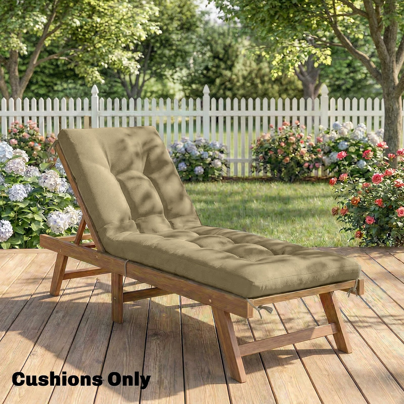 Outsunny Sun Lounger Cushion, Memory Foam Patio Chair Cushion with Ties, Outdoor Seat Pad Fits 190 x 60 cm Lounger, Sand - Image 8
