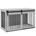 PawHut 46.46” Dog Crate Furniture with Removable Cushion & Security Latch for Extra Large Dogs – Grey PawHut 46.46” Dog Crate Furniture with Removable Cushion & Security Latch for Extra Large Dogs – Grey