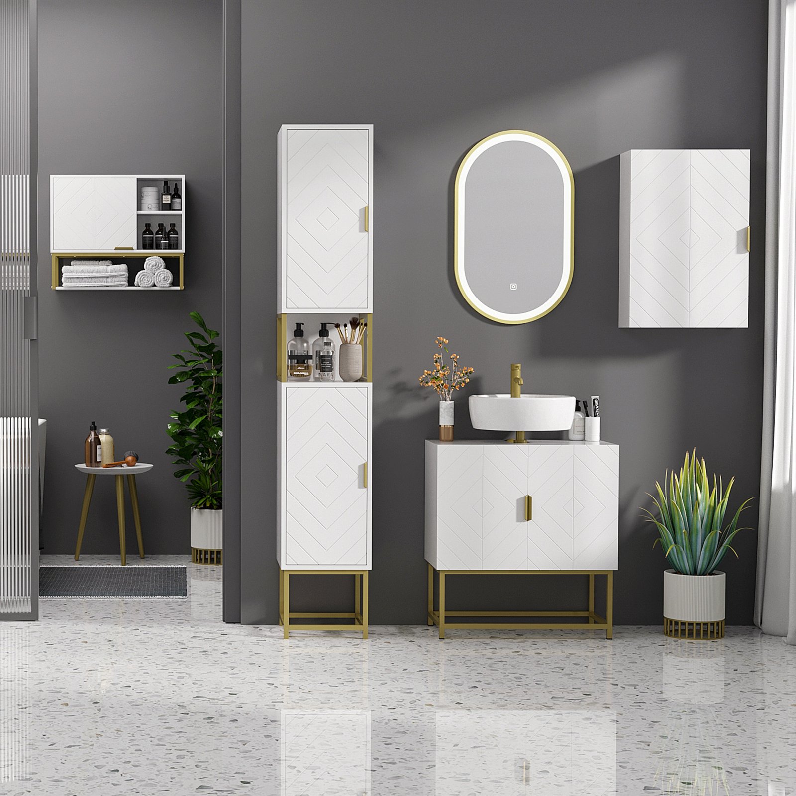 kleankin Narrow Bathroom Storage Cabinet, Freestanding Tallboy Storage Unit with Adjustable Shelf, 2 Doors and Steel Base, Slim Corner Organizer, White - Image 4