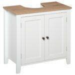 kleankin Under Sink Cabinet, Bathroom Sink Cabinet with 2 Doors, Pedestal Under Sink Design, Freestanding Bathroom Cupboard with Adjustable Shelf, White kleankin Under Sink Cabinet, Bathroom Sink Cabinet with 2 Doors, Pedestal Under Sink Design, Freestanding Bathroom Cupboard with Adjustable Shelf, White