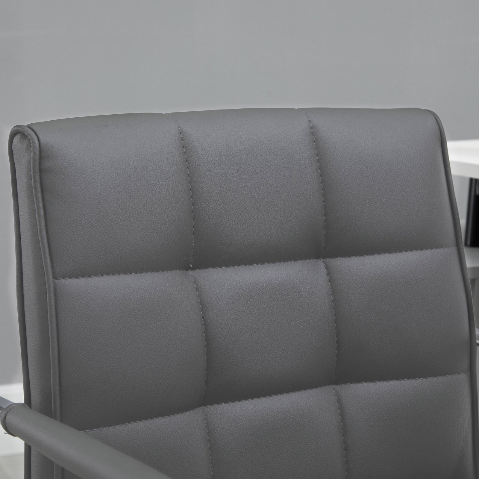 Vinsetto PU Leather Home Office Desk Chair, Computer Chair with Mid Back, Arm, Swivel Wheels, Adjustable Height, Grey - Image 8