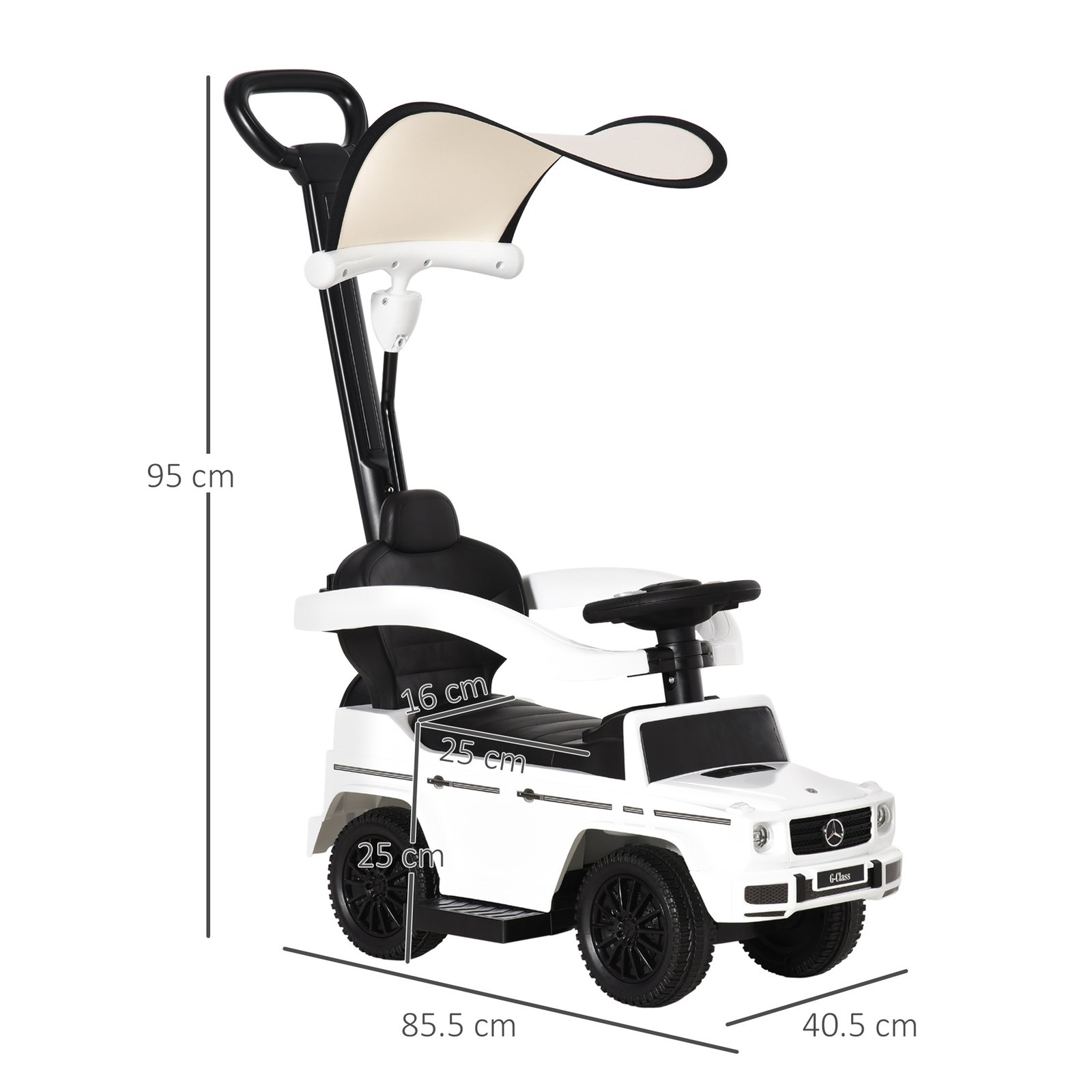 HOMCOM 3 in 1 Kids Children Ride on Push Car Toddler Sliding Car G350 Licensed Walker Foot to Floor Slider Push-Along with Horn Steering Wheel NO POWER Manual, White - Image 3