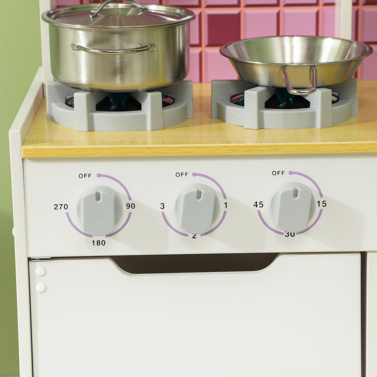 AIYAPLAY Kids Play Kitchen, Pretend Play Kitchen with Realistic Oven, Stove, Sink, Kitchen, Accessories, White - Image 8