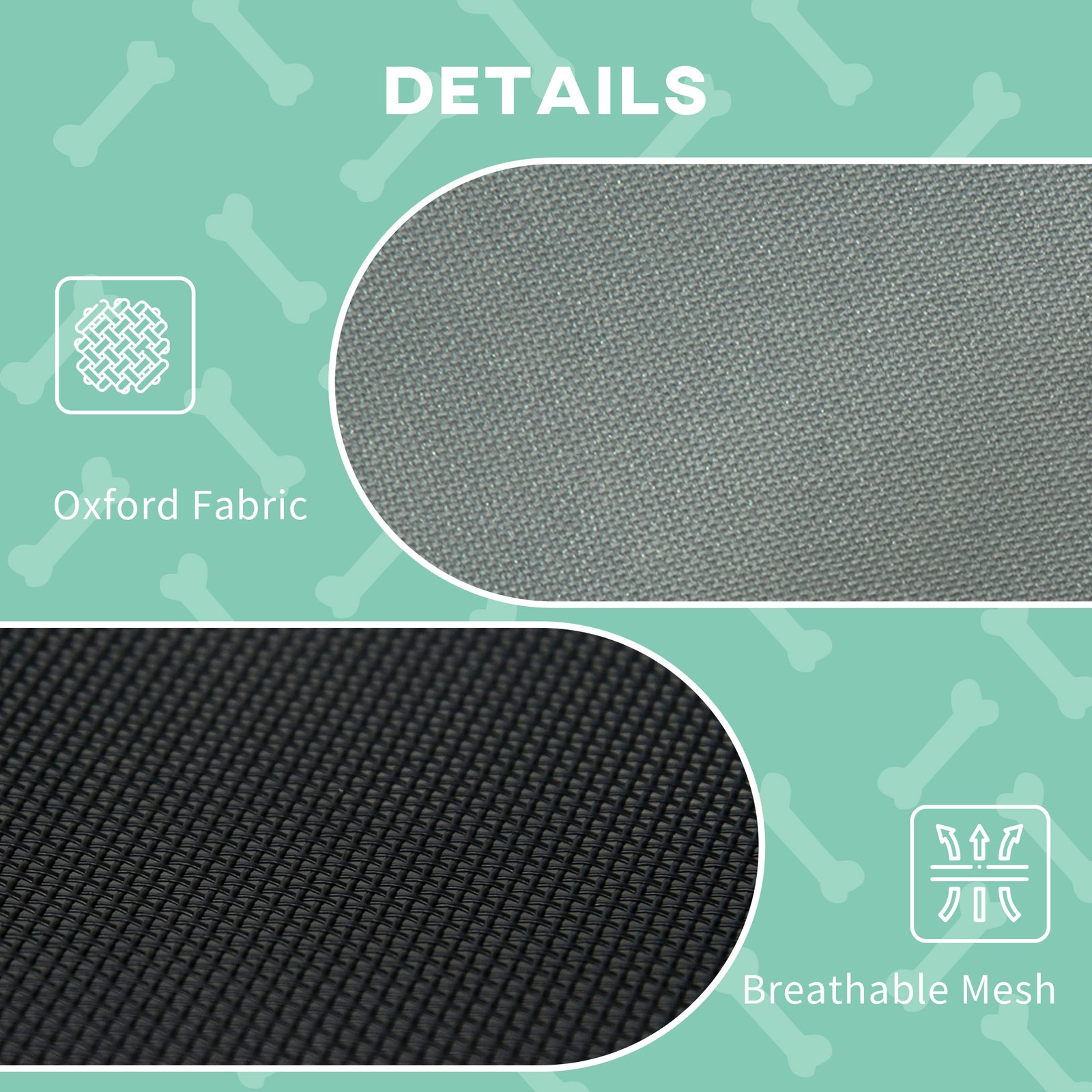 PawHut Outdoor Dog Bed with Removable Canopy, Portable Raised Dog Bed for Camping, Garden & Beach, Water-Resistant UV-Protection Mesh Pet Cot Sun Lounger, for Large Pets, 92 x 76 x 90 cm, Grey - Image 5