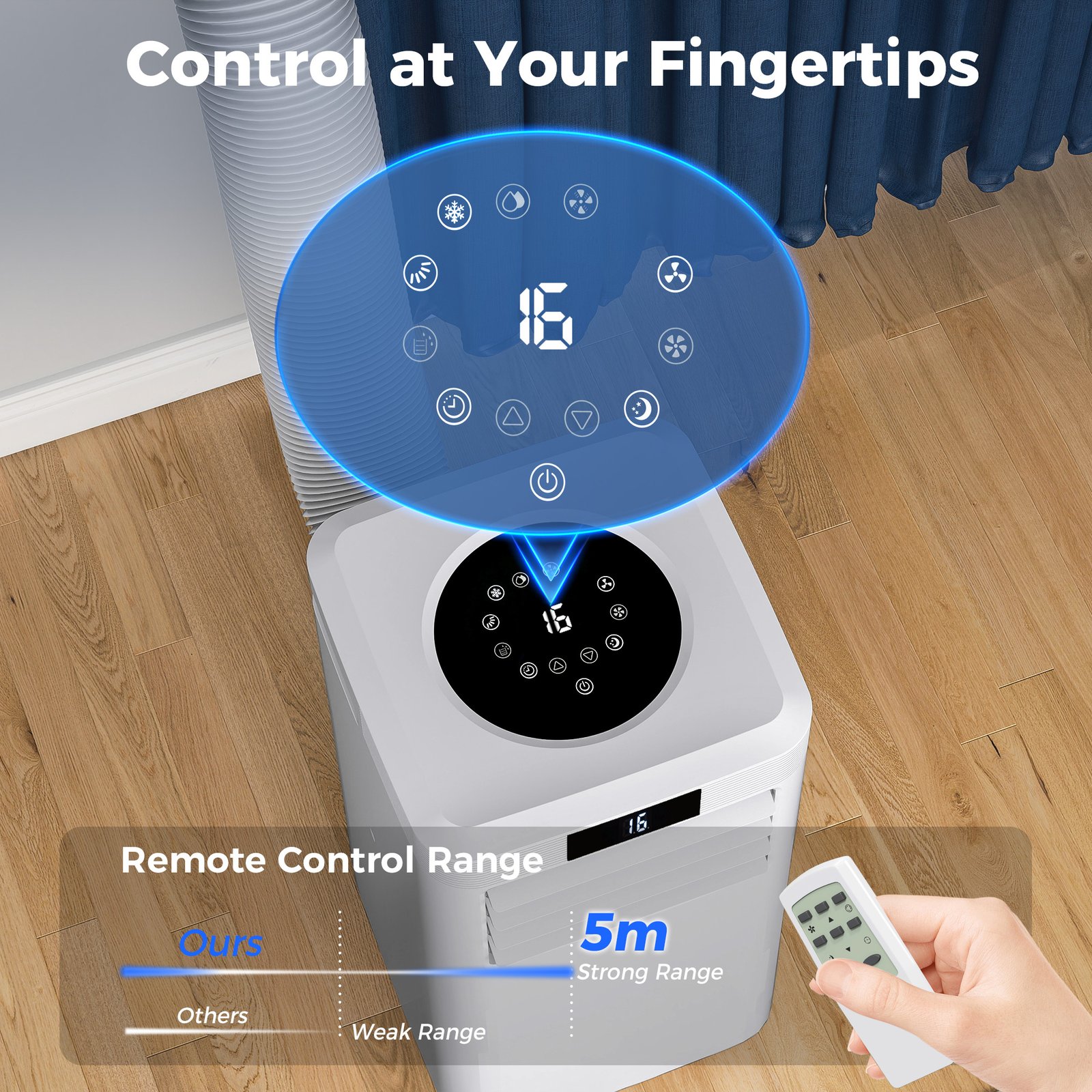 HOMCOM 10000 BTU Air Conditioning Unit, 3-in-1 Portable Air Conditioner, Dehumidifier, Cooling Fan with Remote Control, Digital Display, 2 Speeds, 24H Timer, Window Venting Kit, 22m² - Image 6