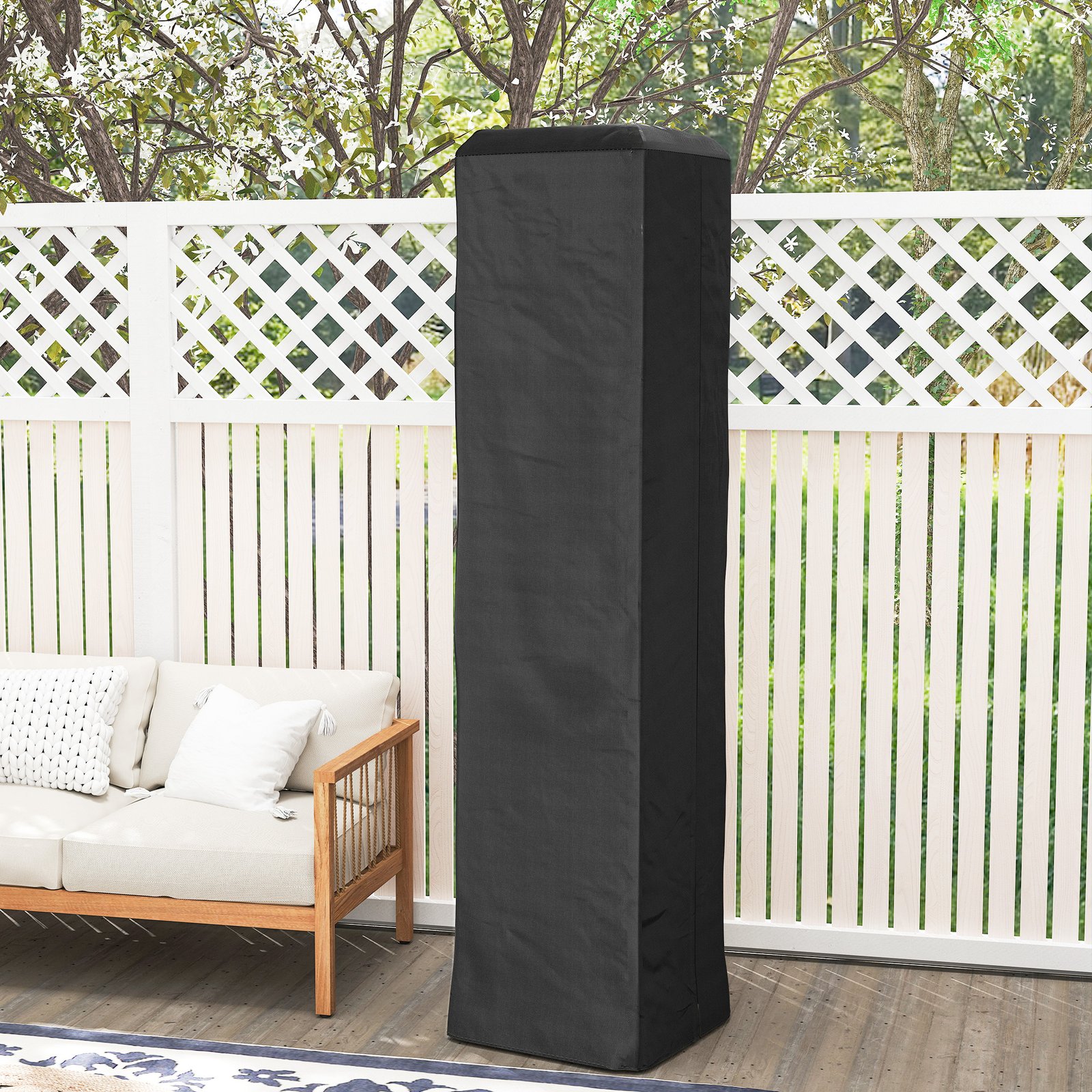 Outsunny Heavy Duty Gas Pyramid Patio Heater Cover, Full Length Outdoor Heater Cover Protector, UPF 30+ Oxford Fabric with Zipper, Black - Image 8