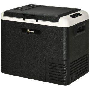 Outsunny 50L Car Refrigerator, Portable Compressor Car Fridge Freezer, Electric Cooler Box with 12/24V DC and 110-240V AC for Camping, Driving, Picnic, Down to -20?