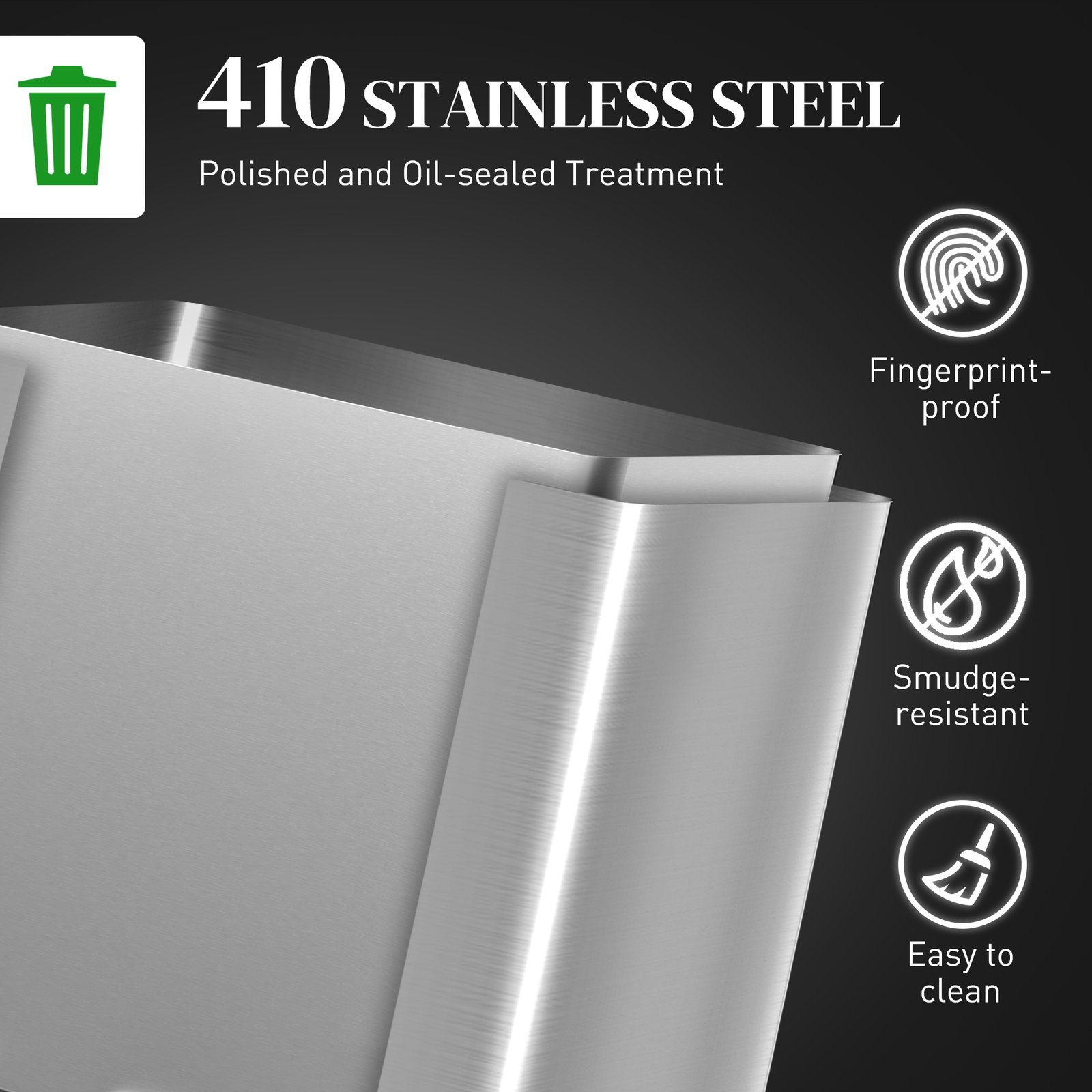 HOMCOM 34L Double Compartment Kitchen Bin, with Soft-Close Lid - Image 5