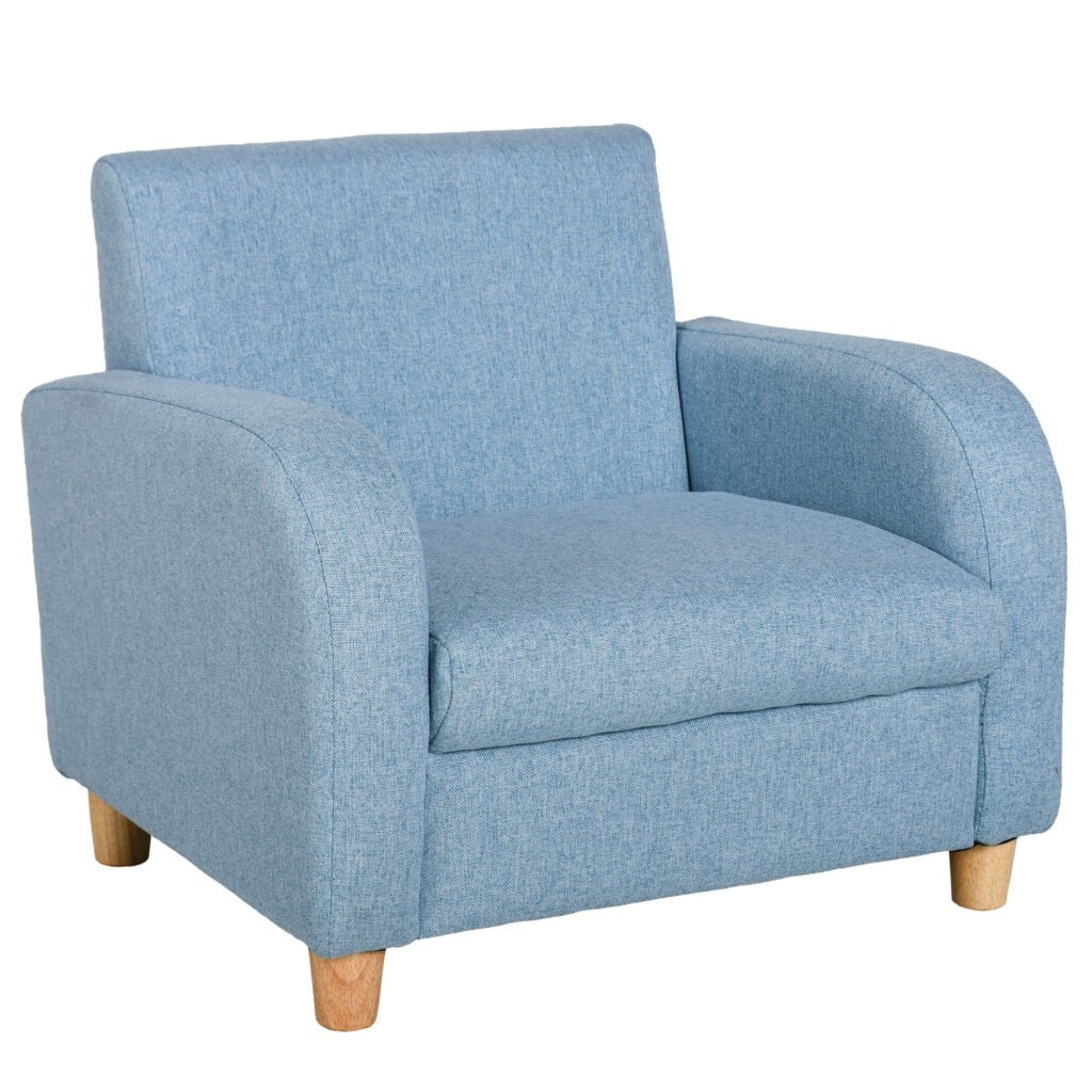HOMCOM Children’s Armchairs Toddler Chair Wood Frame Anti-Slip Legs High Back Bedroom Playroom Furniture Blue HOMCOM Children’s Armchairs Toddler Chair Wood Frame Anti-Slip Legs High Back Bedroom Playroom Furniture Blue