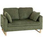 HOMCOM 2 Seater Sofa, 140 cm Loveseat Sofa with Spring Cushions, Metal Legs, 2 Pillows, Dark Green HOMCOM 2 Seater Sofa, 140 cm Loveseat Sofa with Spring Cushions, Metal Legs, 2 Pillows, Dark Green