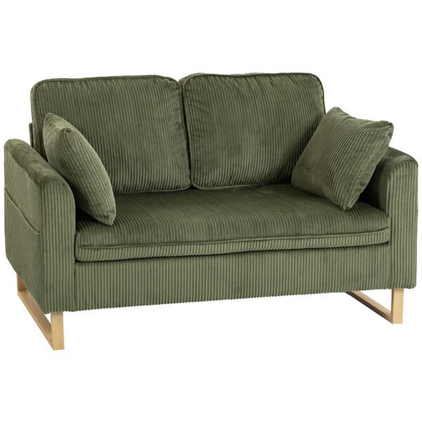 HOMCOM 2 Seater Sofa, 140 cm Loveseat Sofa with Spring Cushions, Metal Legs, 2 Pillows, Dark Green HOMCOM 2 Seater Sofa, 140 cm Loveseat Sofa with Spring Cushions, Metal Legs, 2 Pillows, Dark Green