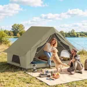 Outsunny Inflatable Tent Waterproof for Camping Blow Up Tent with Pump Carry Bag for 2-4 Person